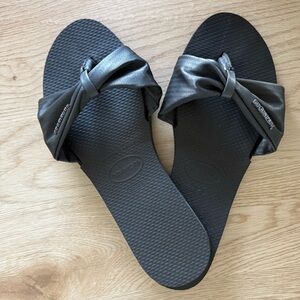 Havaianas Women’s You St. Tropez Shine Flip Flops Casual Black Sandals Size 9 10